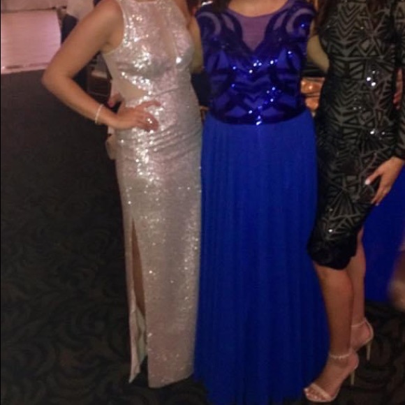 Aidan mattox champagne/ silver sequin dress size4 - Picture 7 of 9